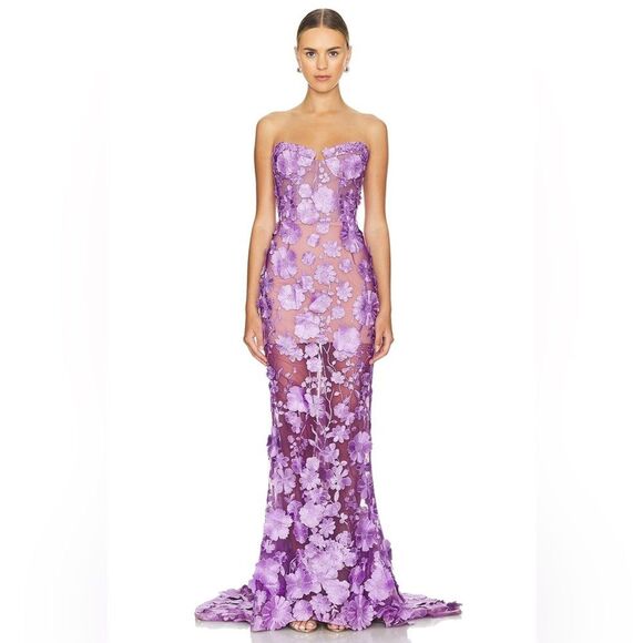 Bronx and Banco Dresses & Skirts - NWOT Bronx and Banco Jasmine Lilac floral Strapless Gown